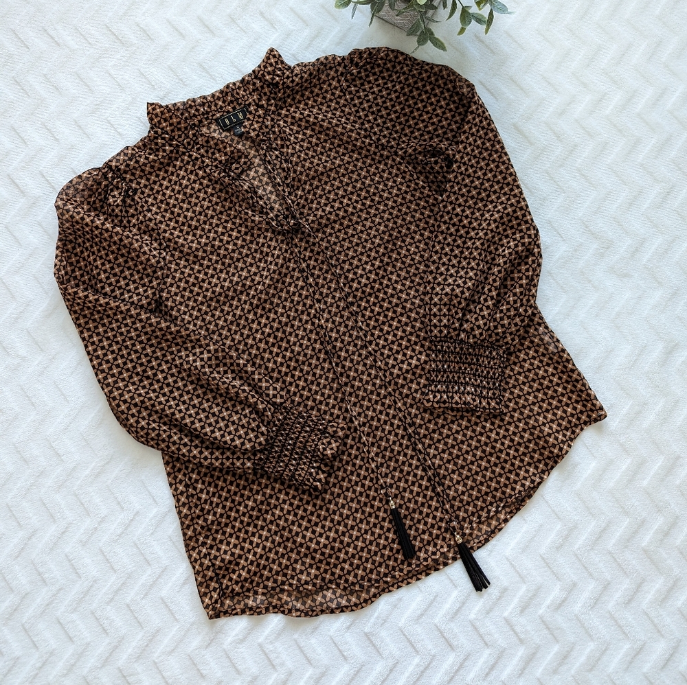 Brown/Black Print Blouse